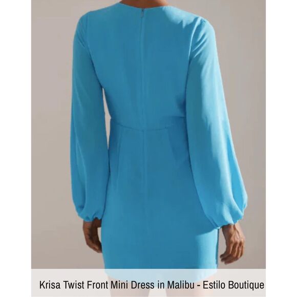 Krisa Twist Front Mini Dress in Malibu Small New - Picture 8 of 8